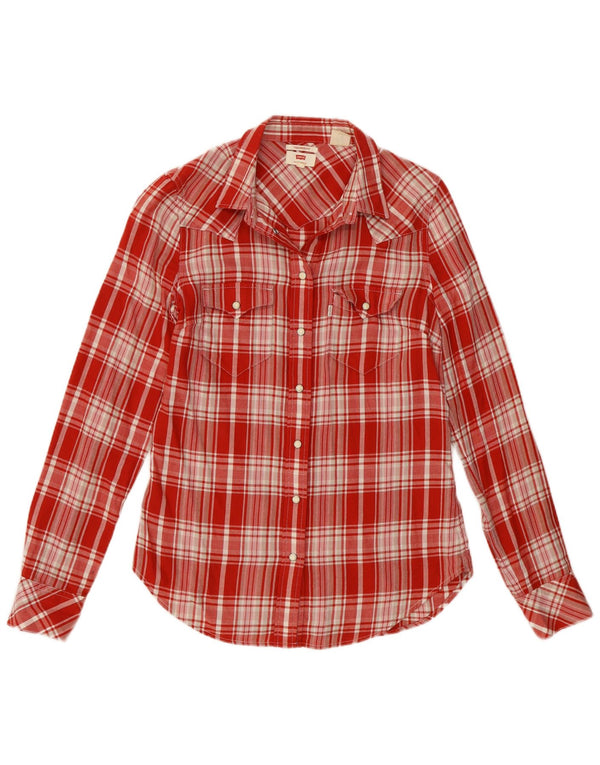 Camicia in flanella dal taglio sartoriale western da donna Levi's UK 4 XS cotone scozzese rosso