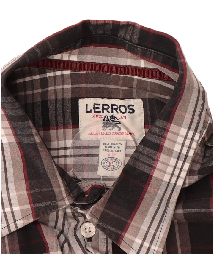 LERROS Mens Shirt XL Grey Check Cotton