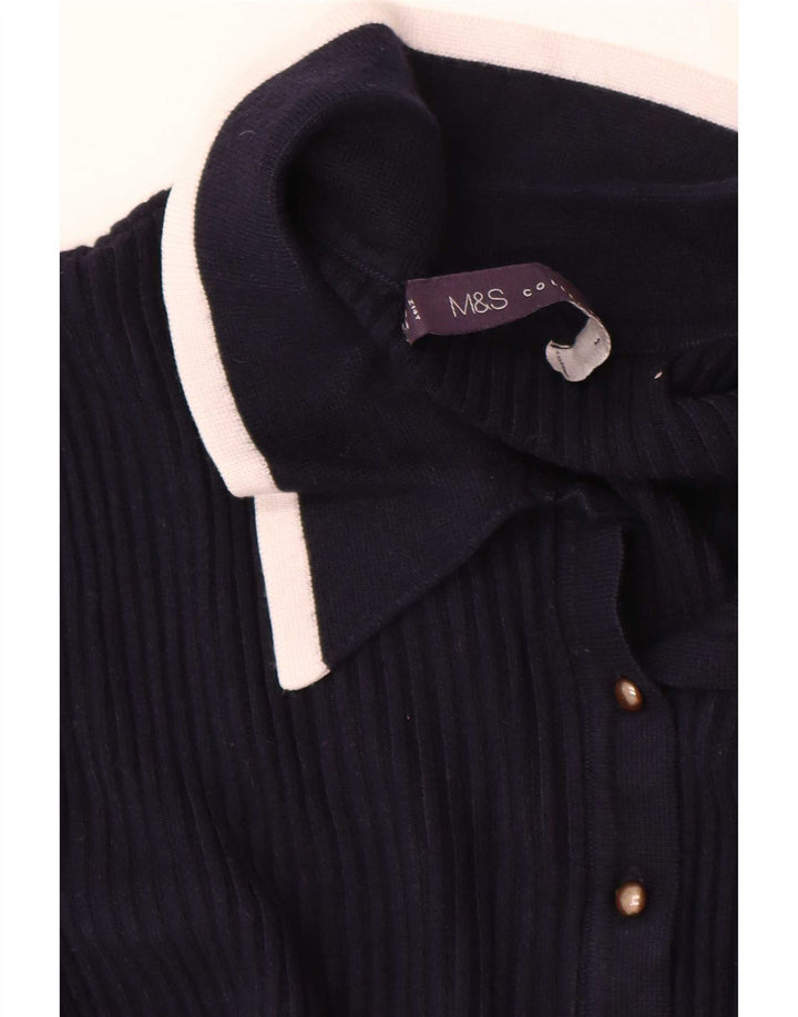 Maglione maglione collo alto da donna Marks & Spencer UK 14 blu navy medio