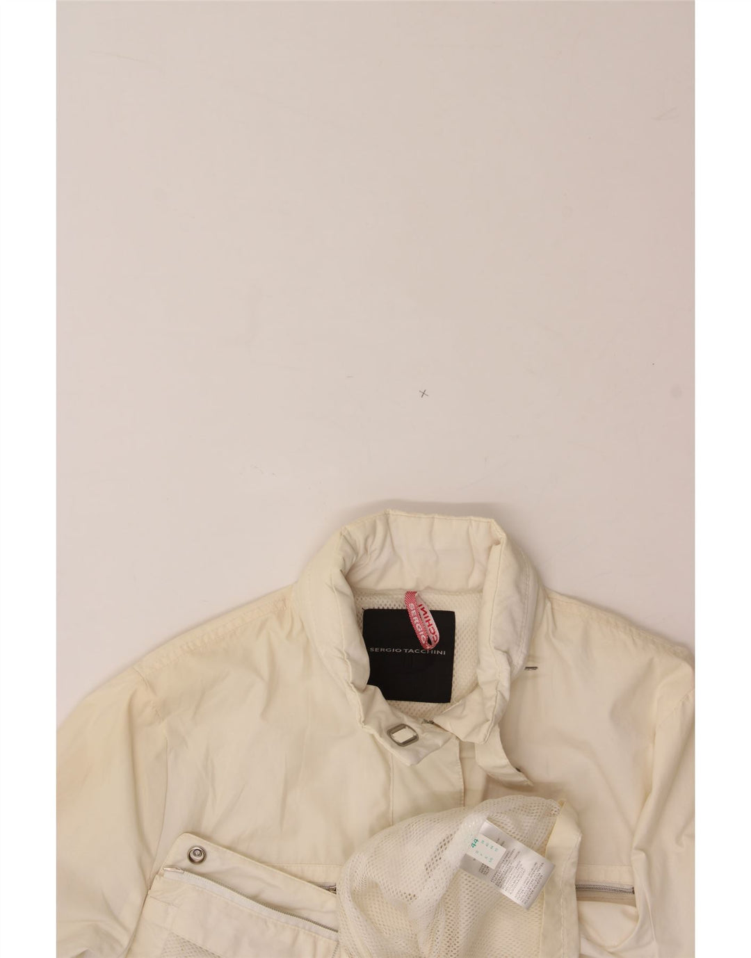 SERGIO TACCHINI Womens Hooded Utility Jacket IT 44 Medium Off White Vintage Sergio Tacchini and Second-Hand Sergio Tacchini from Messina Hembry 