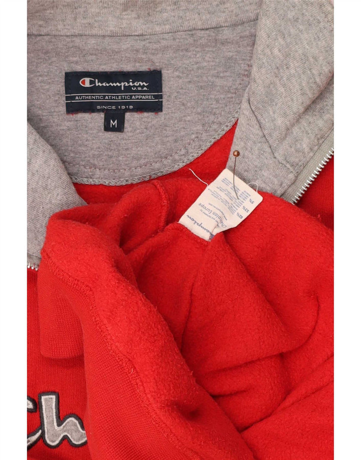 Felpa Champion da uomo con collo con zip e grafica oversize, maglione rosso medio