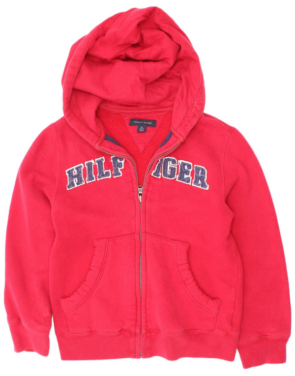 Maglione con cappuccio e zip grafica per ragazzi Tommy Hilfiger 4-5 anni XS in cotone rosso