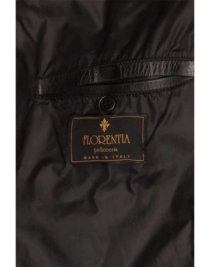 FLORENTIA Mens Leather Coat UK 42 XL Black