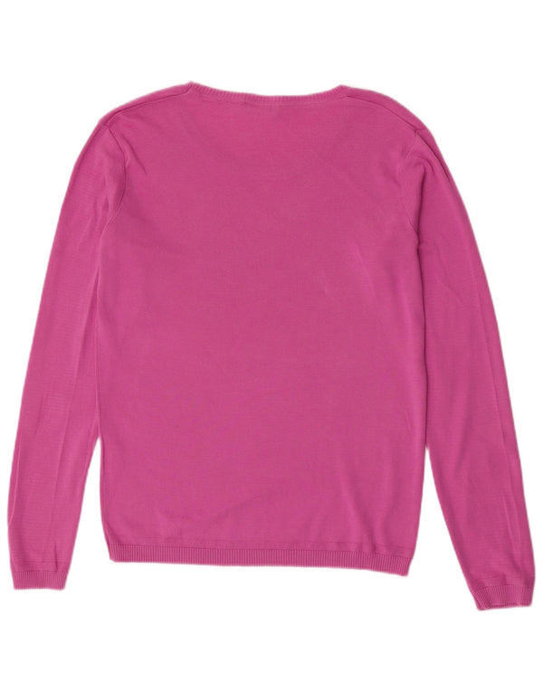 Maglione maglione con scollo a barca da donna Benetton UK 18 XL cotone rosa