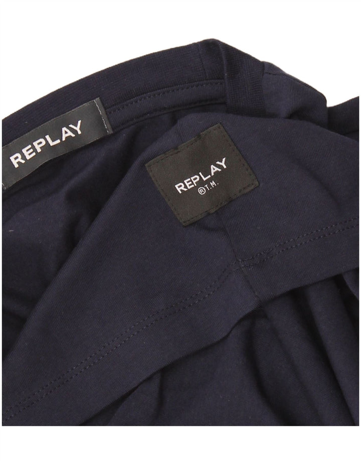 T-shirt da uomo Replay Top medio blu navy