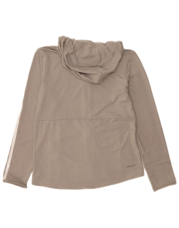 Felpa con cappuccio e zip da donna Adidas UK 8/10 piccola viscosa grigia