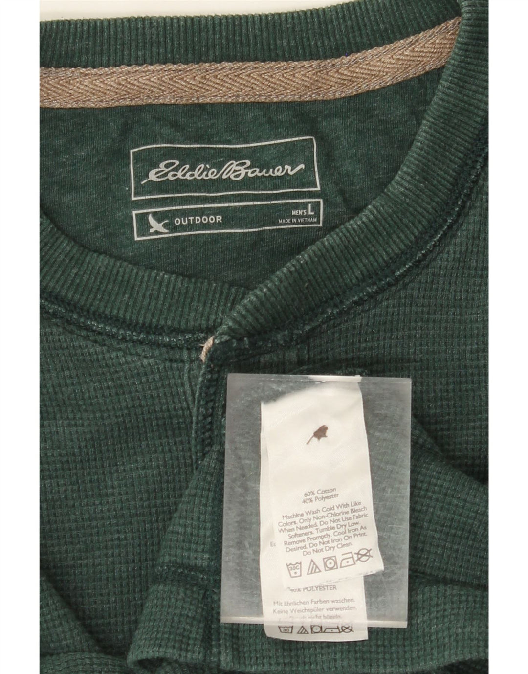 EDDIE BAUER Top da uomo a manica lunga grande in cotone verde