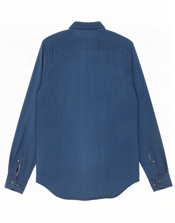 Camicia slim fit da uomo Tommy Hilfiger piccola in cotone blu navy