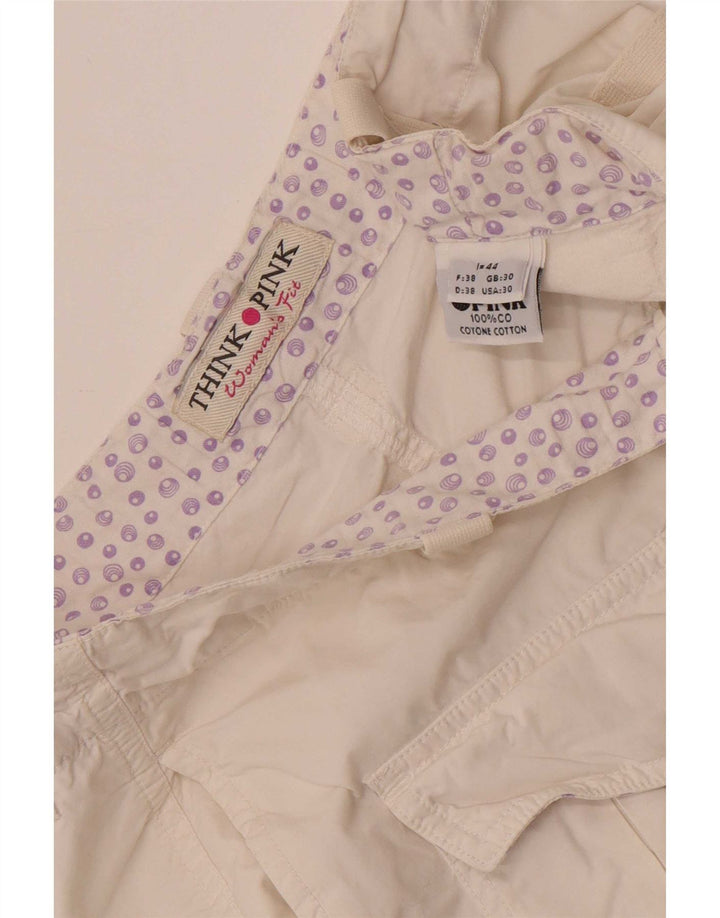 Pantaloncini cargo da donna Think Pink W30 cotone bianco medio