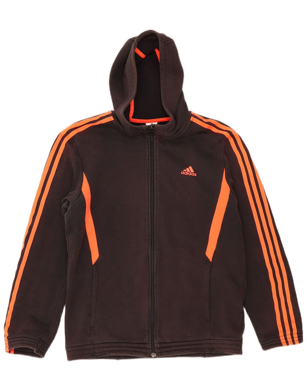 Maglione con cappuccio e zip da uomo Adidas in cotone color block medio nero
