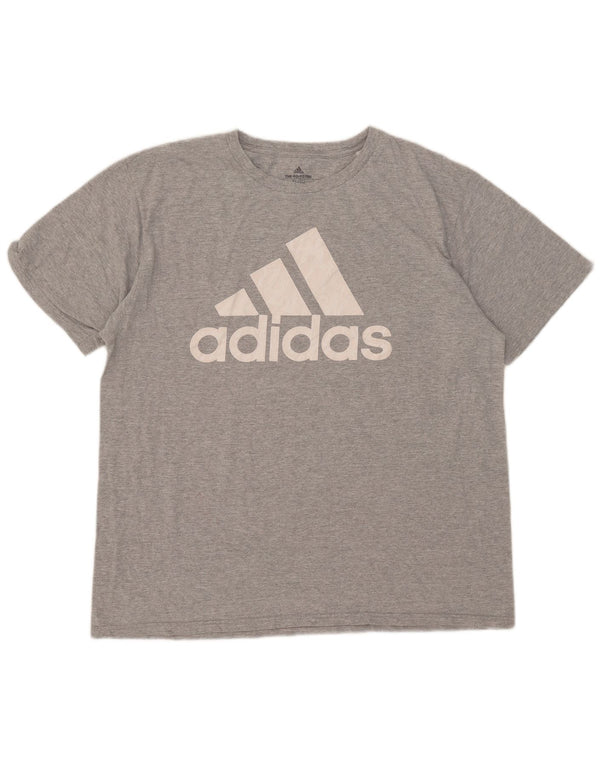 T-shirt grafica da uomo Adidas Top XL in cotone grigio