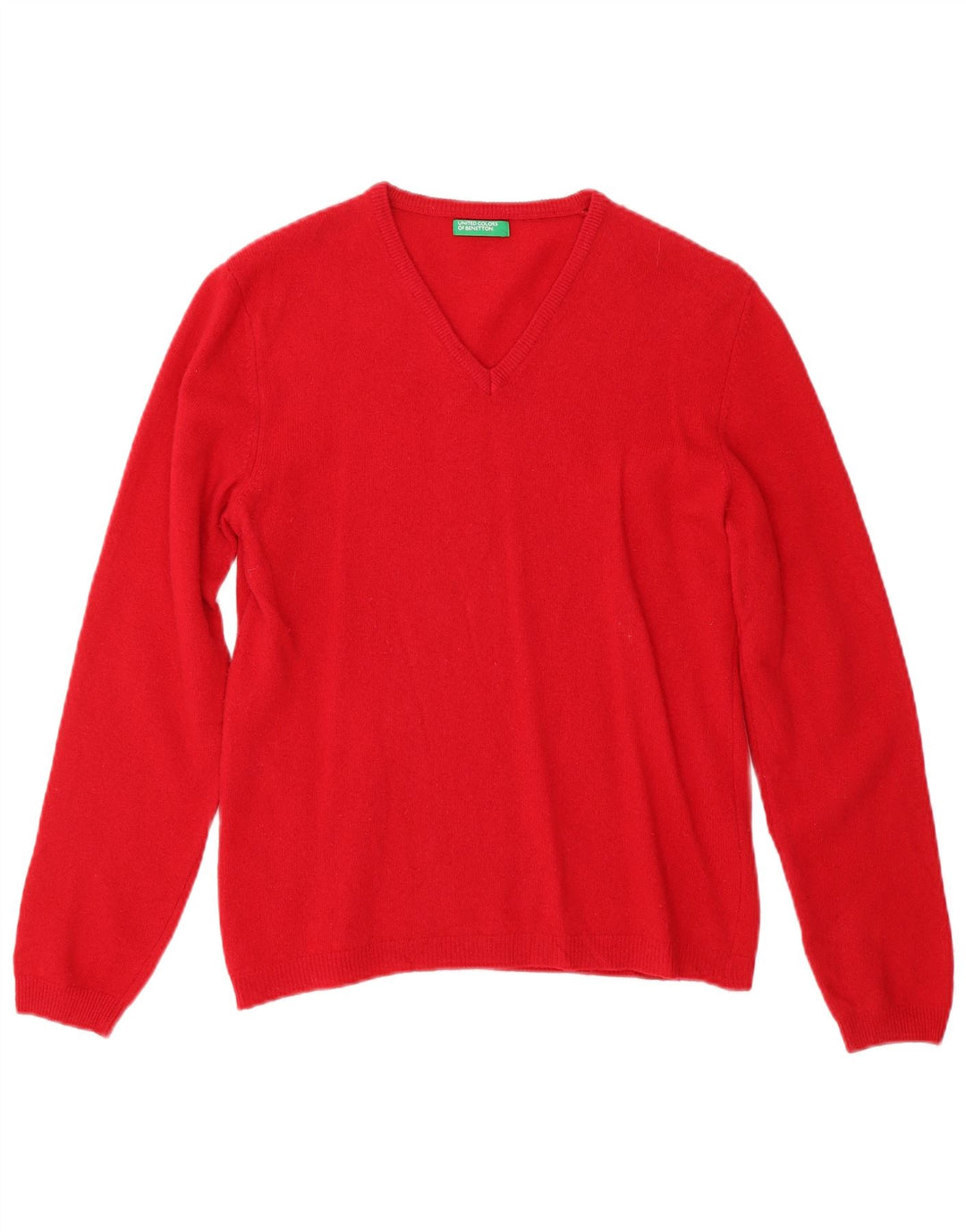 Maglione maglione con scollo a V da donna BENETTON UK 10 piccolo rosso