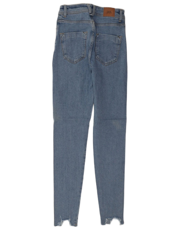 Zara Womens High Rise Skinny Jeans EU 34 2XS W24 L28 Blue Cotton