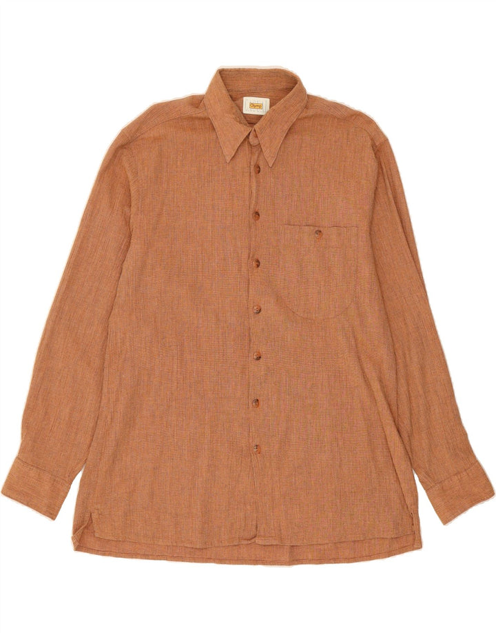 OLYMP Mens Flannel Shirt Size 41 Large Brown Cotton Vintage Olymp and Second-Hand Olymp from Messina Hembry 
