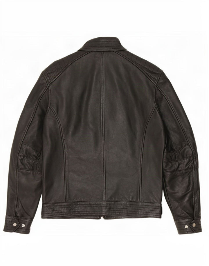 Giacca in pelle vintage da donna UK 14 media nera