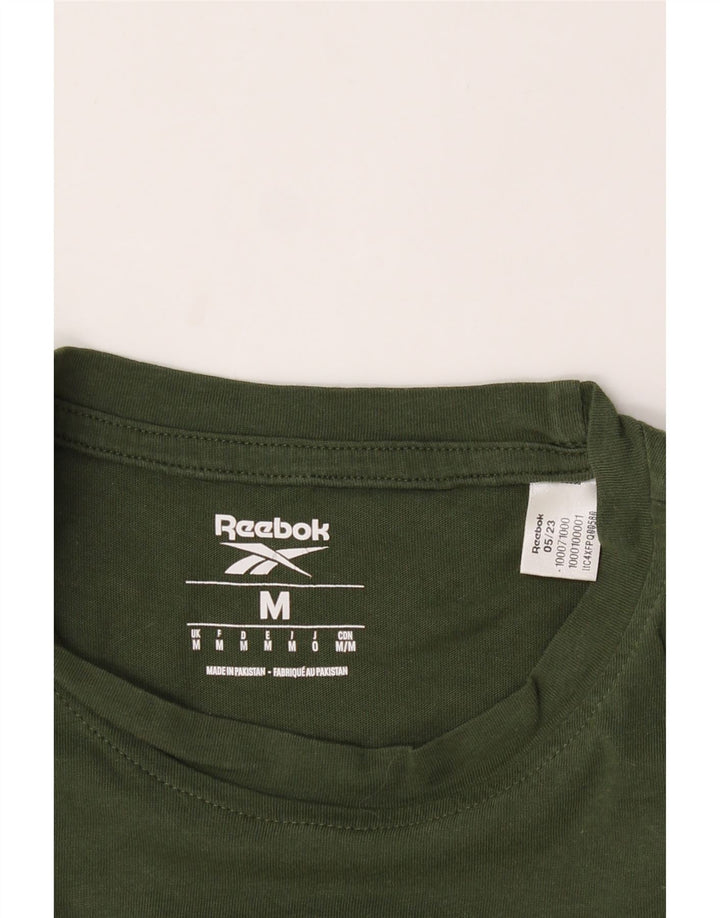 REEBOK Mens Graphic T-Shirt Top Medium Green Cotton Vintage Reebok and Second-Hand Reebok from Messina Hembry 