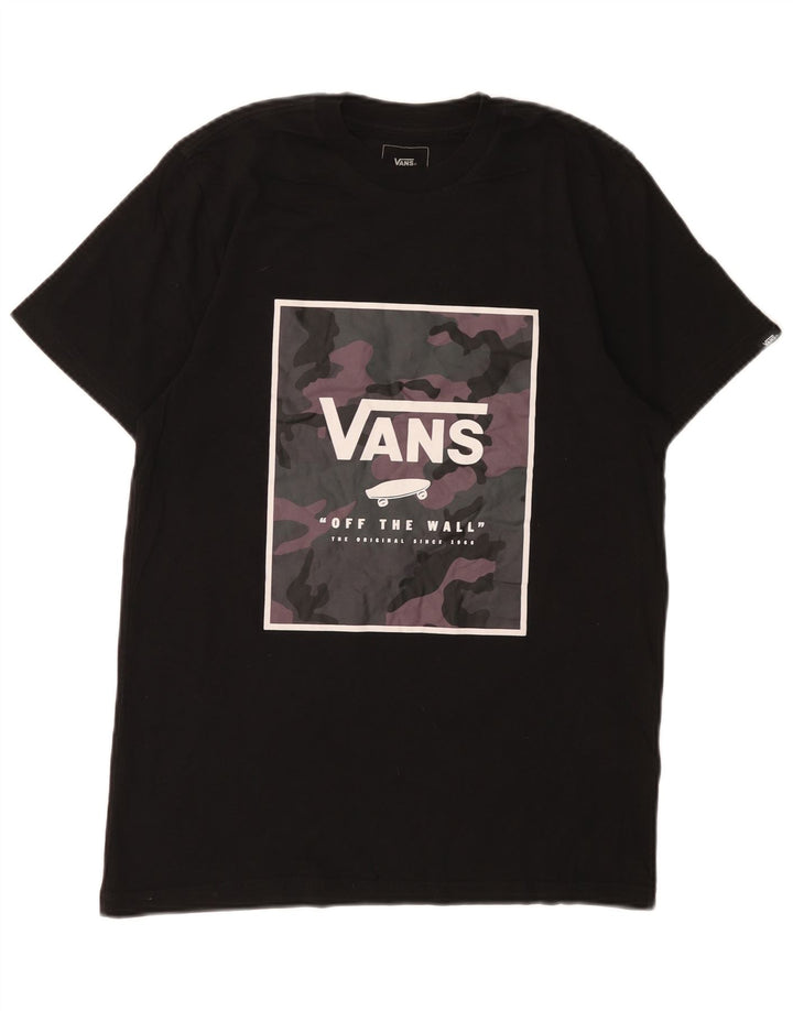 T-shirt grafica personalizzata da uomo Vans, top in cotone nero medio
