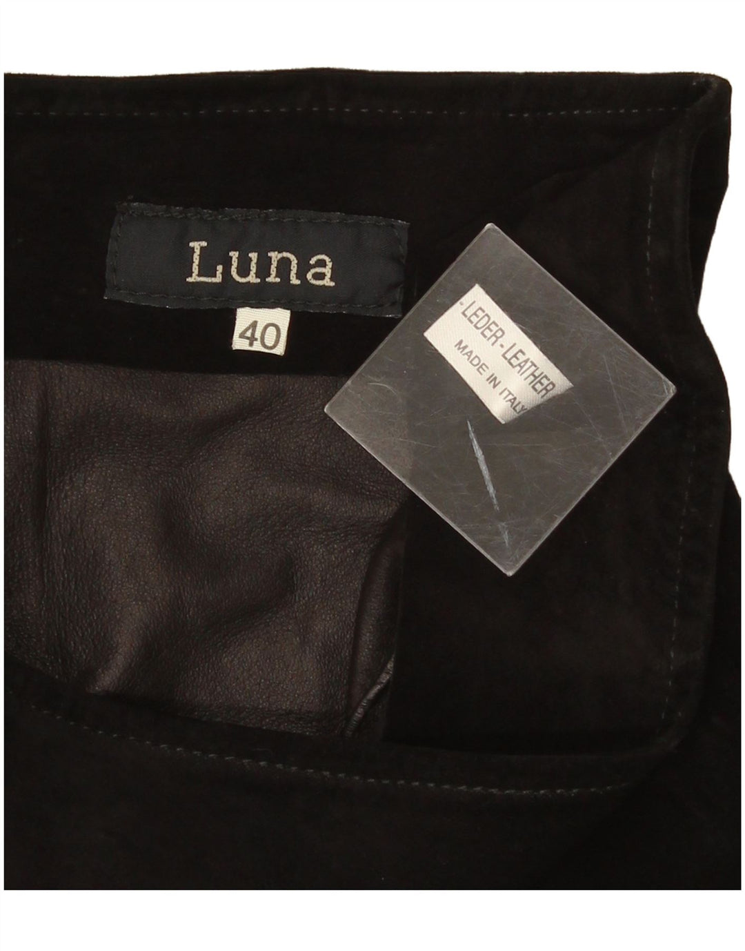 Gonna a portafoglio in pelle scamosciata da donna Luna IT 40 piccola W26 in pelle nera