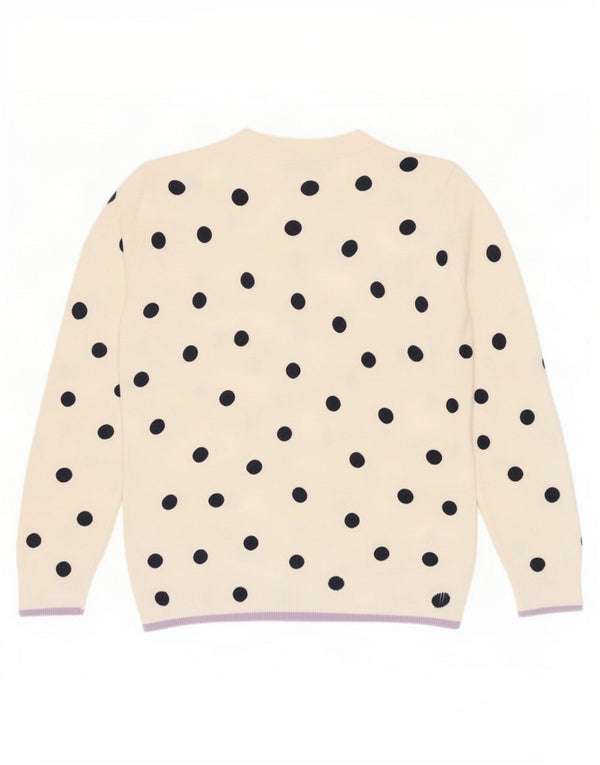 Marks & Spencer Womens Boat Neck Jumper Sweater UK 8 Small Beige Polka Dot