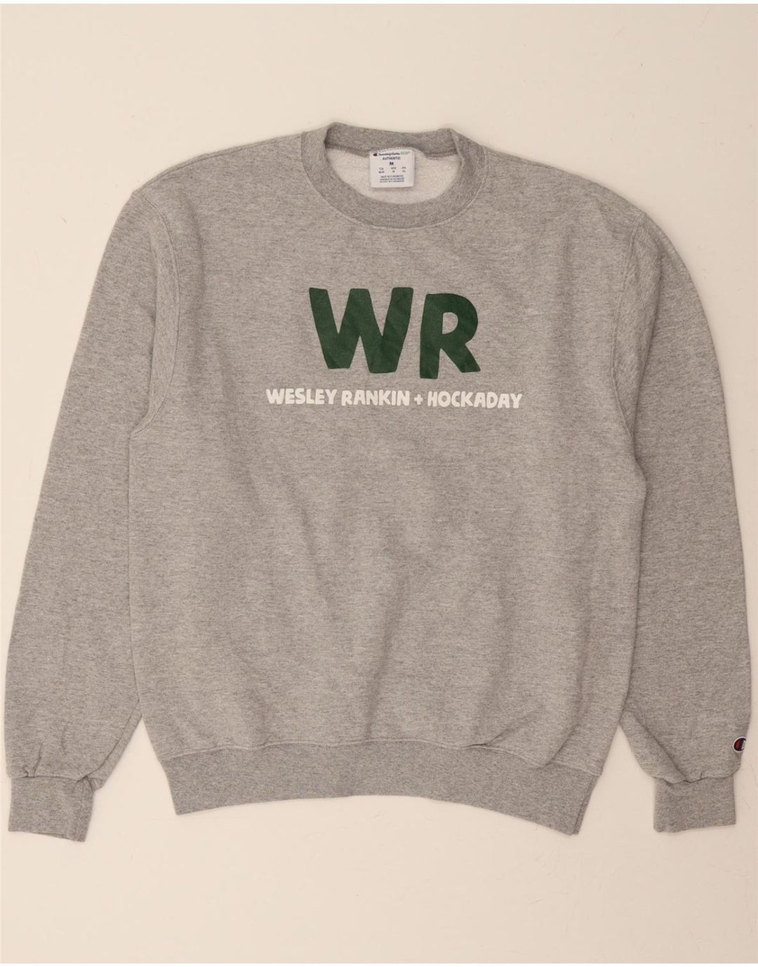 CHAMPION Mens Graphic Sweatshirt Jumper Medium Grey Cotton Vintage Champion and Second-Hand Champion from Messina Hembry 