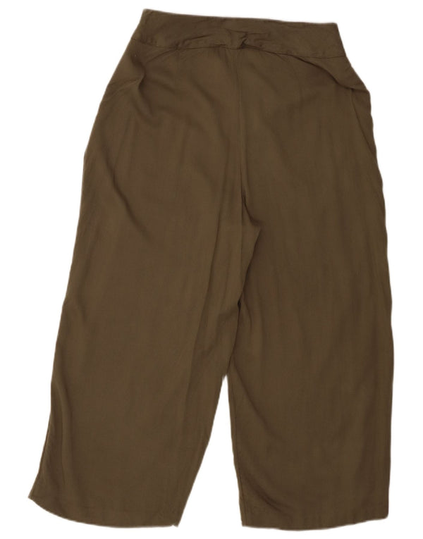 Pantaloni capri da donna a vita alta e vestibilità ampia Oasis UK 10 piccoli W30 L21 kaki
