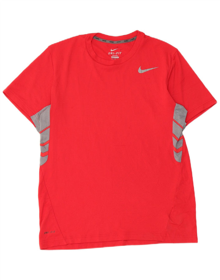 T-shirt Nike Dri Fit da uomo, grande, in poliestere color block rosso