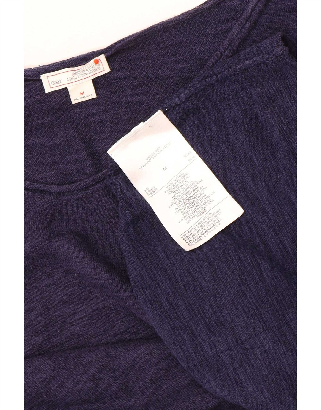 Gap Top da donna a maniche lunghe UK 14 Medio cotone screziato blu navy