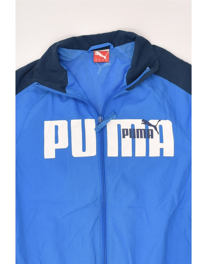 PUMA Boys Graphic Tracksuit Top Jacket 9-10 Years Blue | Vintage Puma | Thrift | Second-Hand Puma | Used Clothing | Messina Hembry 