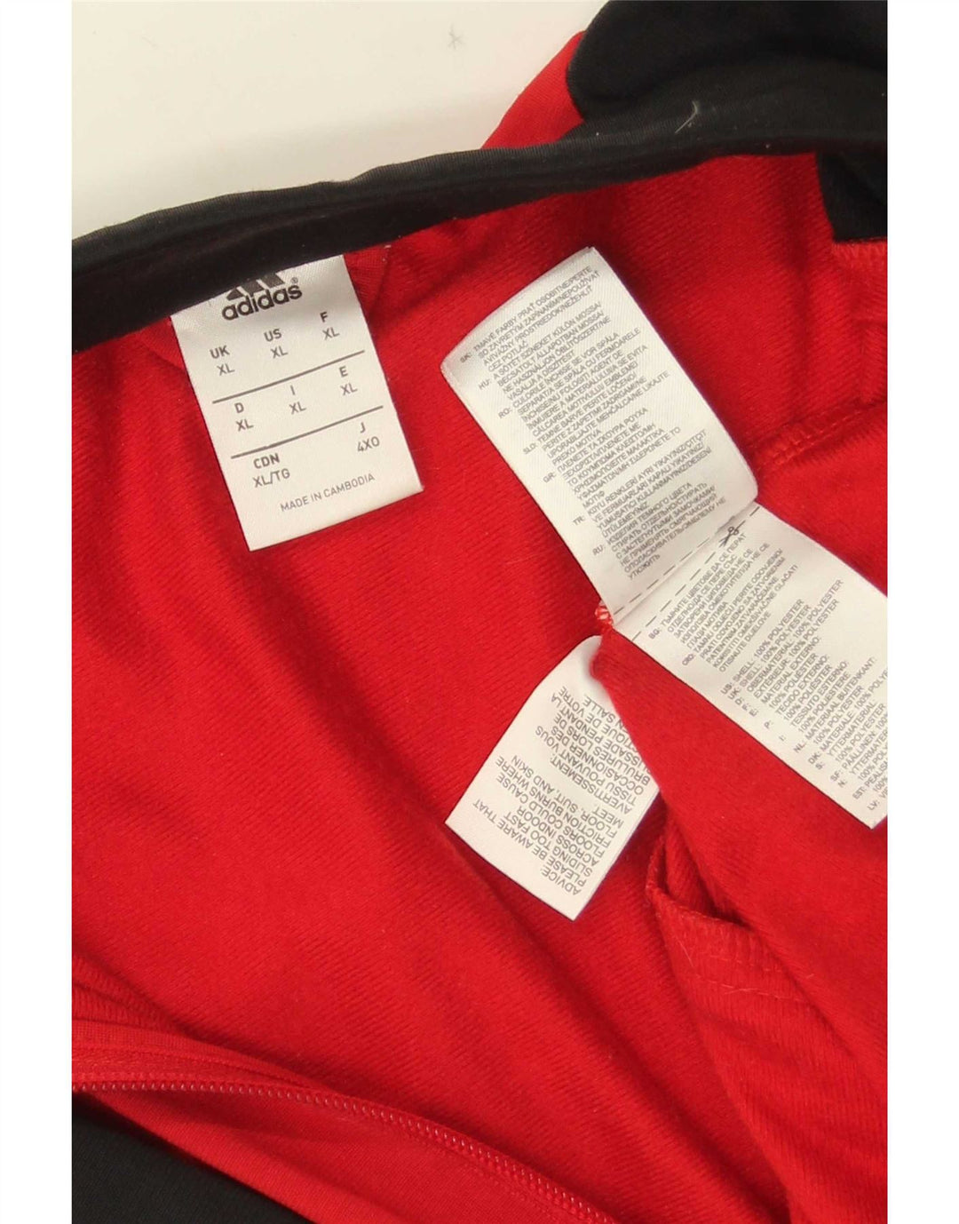 Giacca da tuta da uomo Adidas XL rossa in poliestere color block