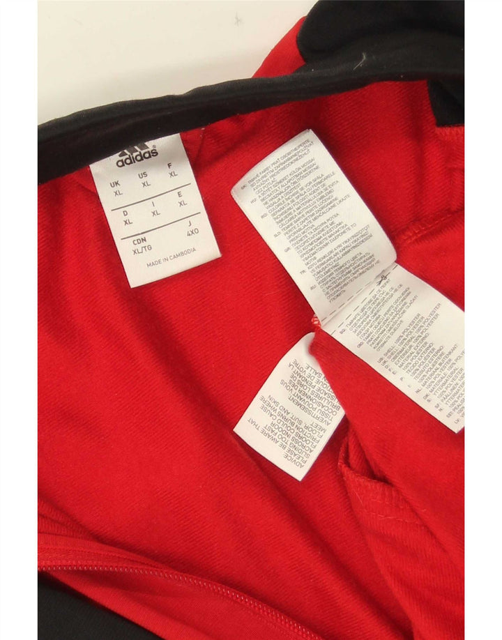 Giacca da tuta da uomo Adidas XL rossa in poliestere color block