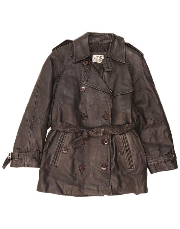Giacca doppiopetto militare vintage da donna vestibilità ampia UK 10 piccola nera