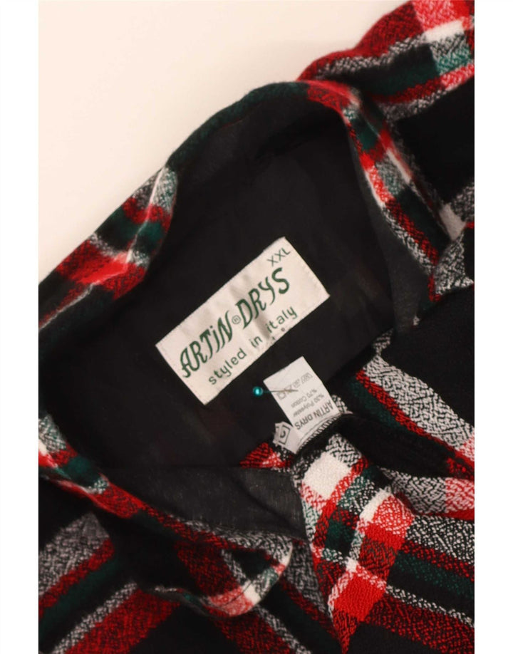 Camicia vintage da uomo in flanella 2XL poliestere scozzese nero