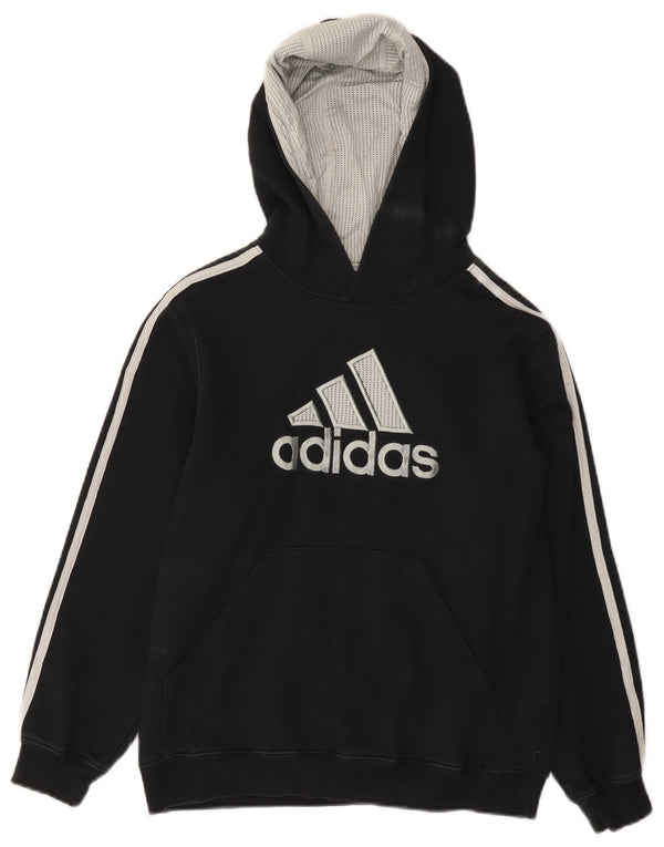 Adidas Girls Graphic Hoodie Jumper 11-12 Years Black Cotton