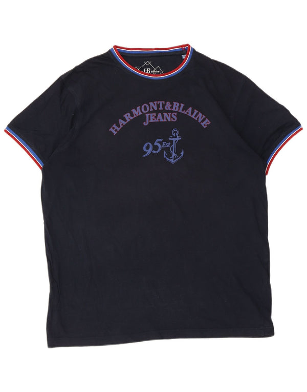 T-shirt grafica da uomo Harmont & Blaine Top 2XL cotone blu navy
