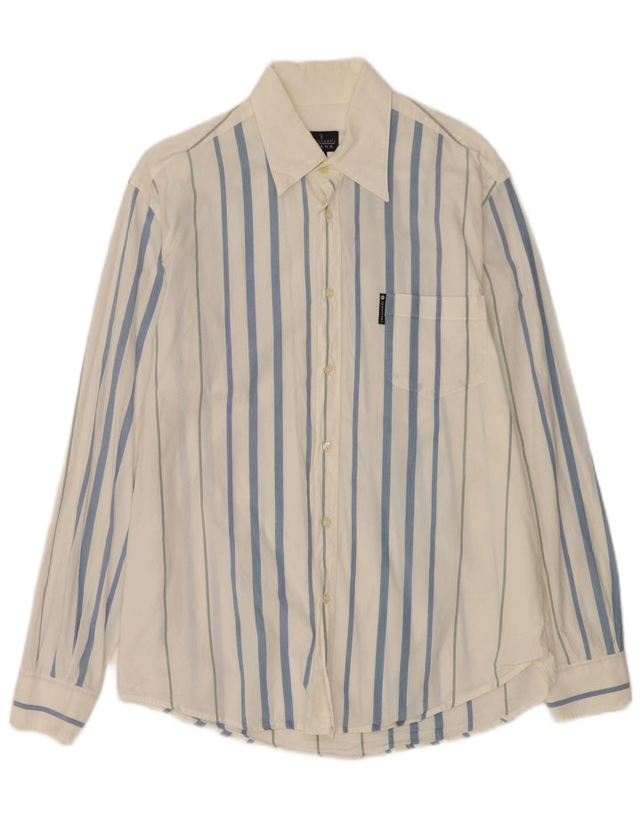 Camicia Uomo Trussardi Jeans Riga Grande Bianca in Cotone