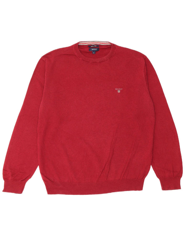 Gant Maglione da uomo girocollo vestibilità regolare XL in cotone bordeaux