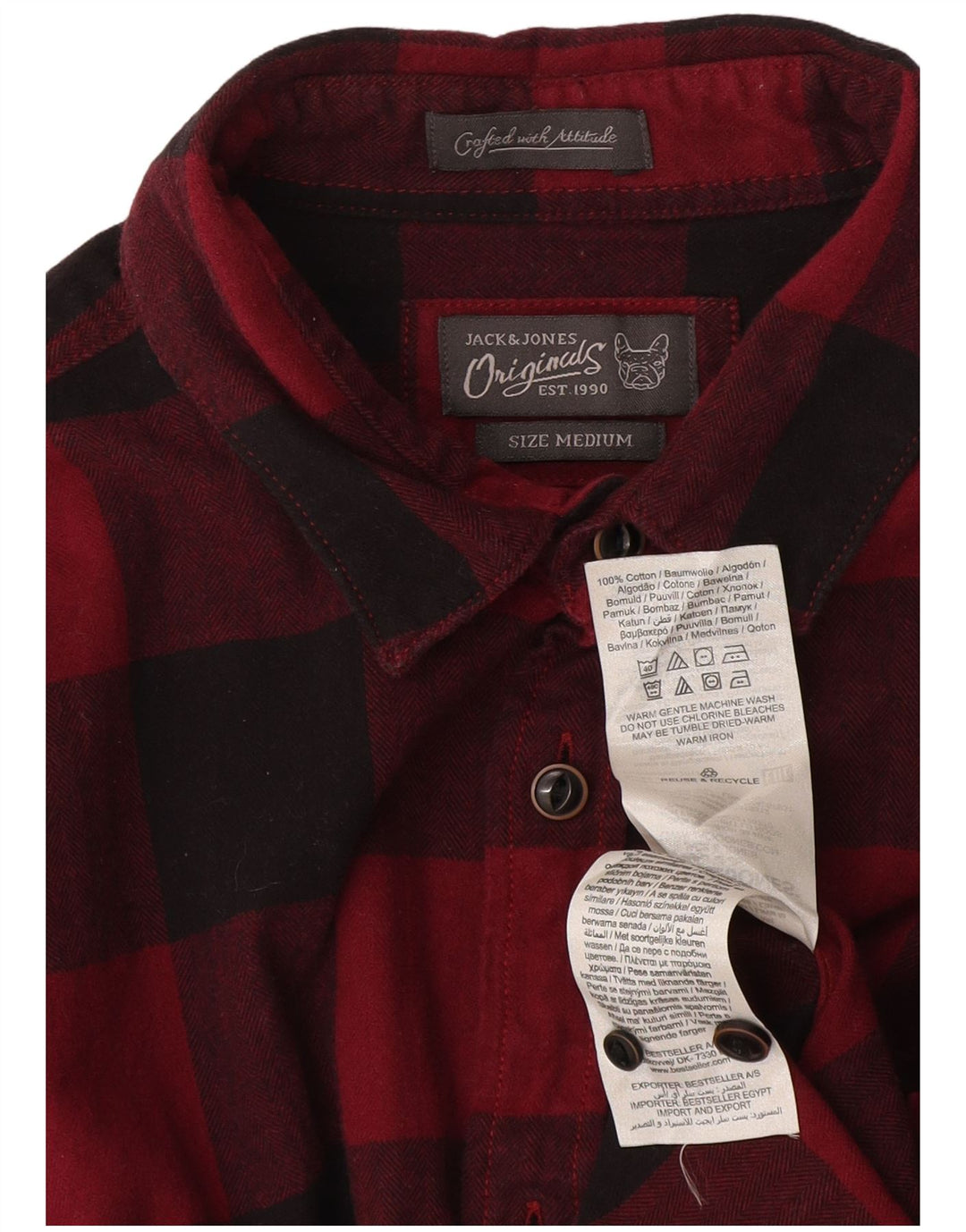 Camicia da uomo in flanella Jack & Jones in cotone a quadri rossi medi