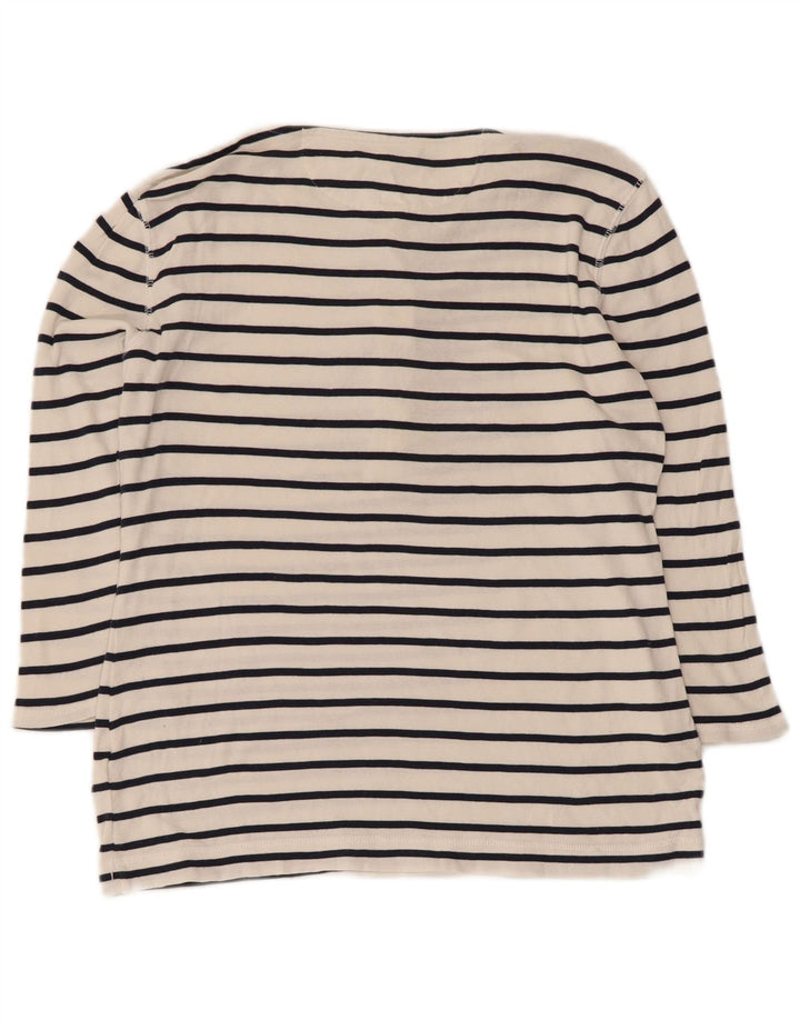 Top da donna Ralph Lauren manica 3/4 UK 12 cotone a righe bianche medie