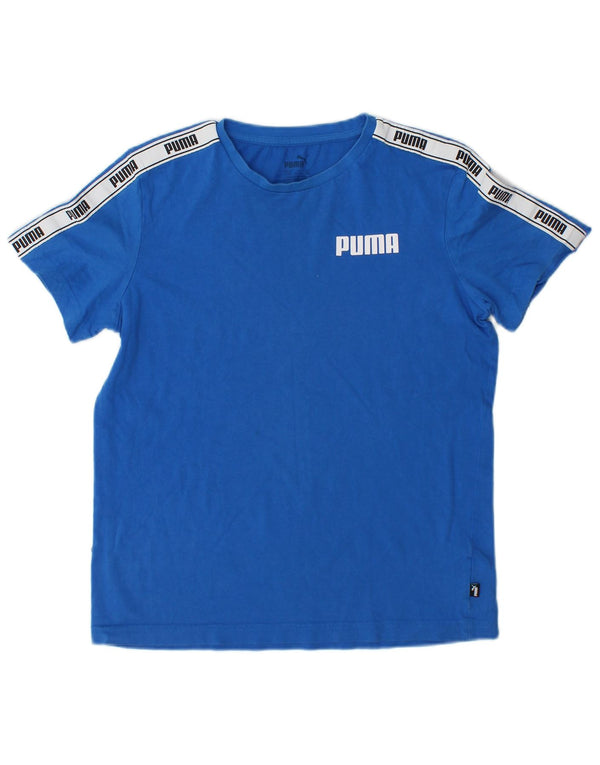 Maglietta grafica Puma da bambino, 13-14 anni, in cotone color block blu