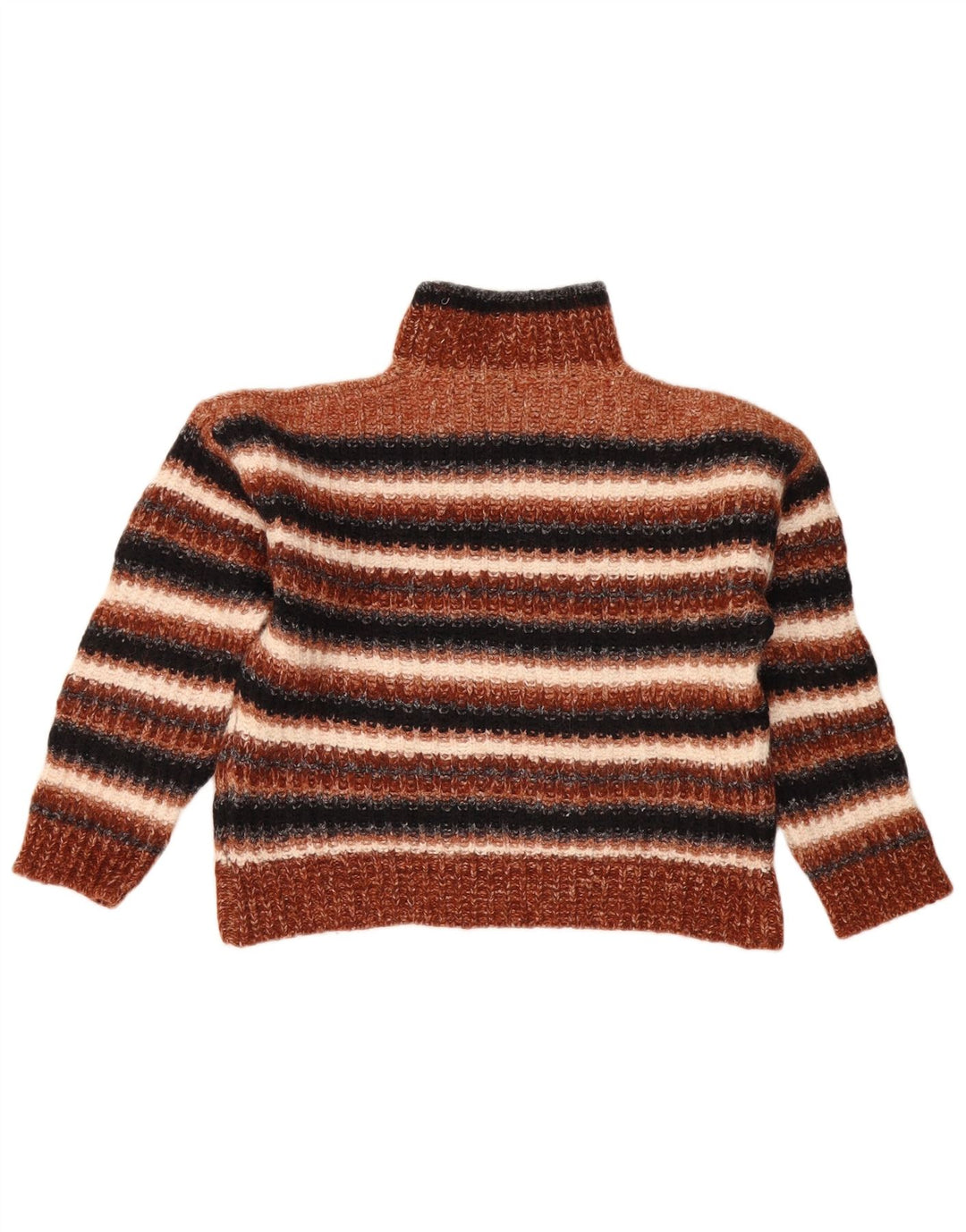 Massimo Dutti Maglione corto da donna con collo alto e collo alto UK 14 Marrone medio