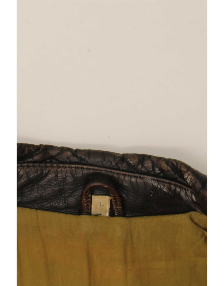 Giacca da motociclista in pelle da uomo American Basics UK 40 grande marrone
