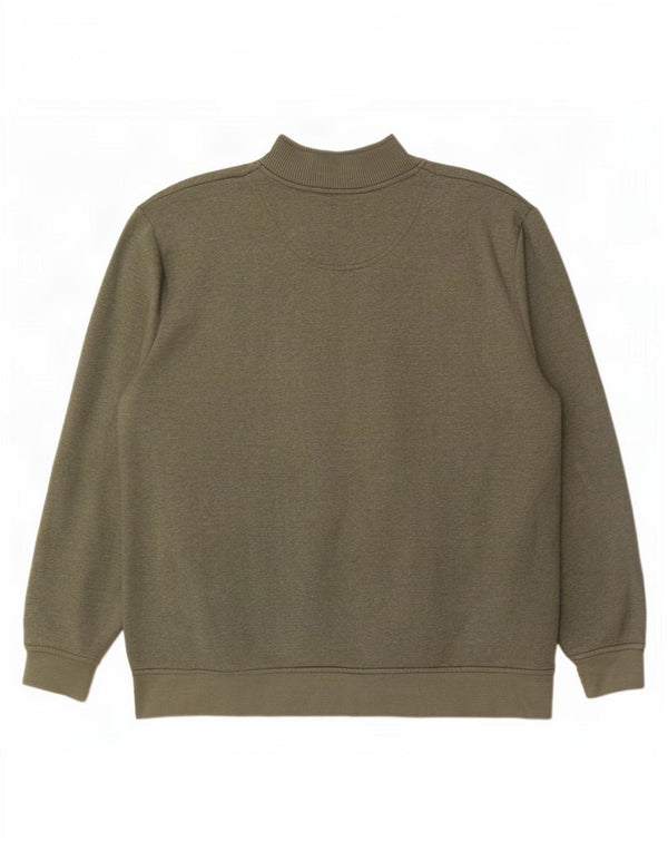 Felpa da uomo con collo con zip Orvis, maglione XL, cotone kaki