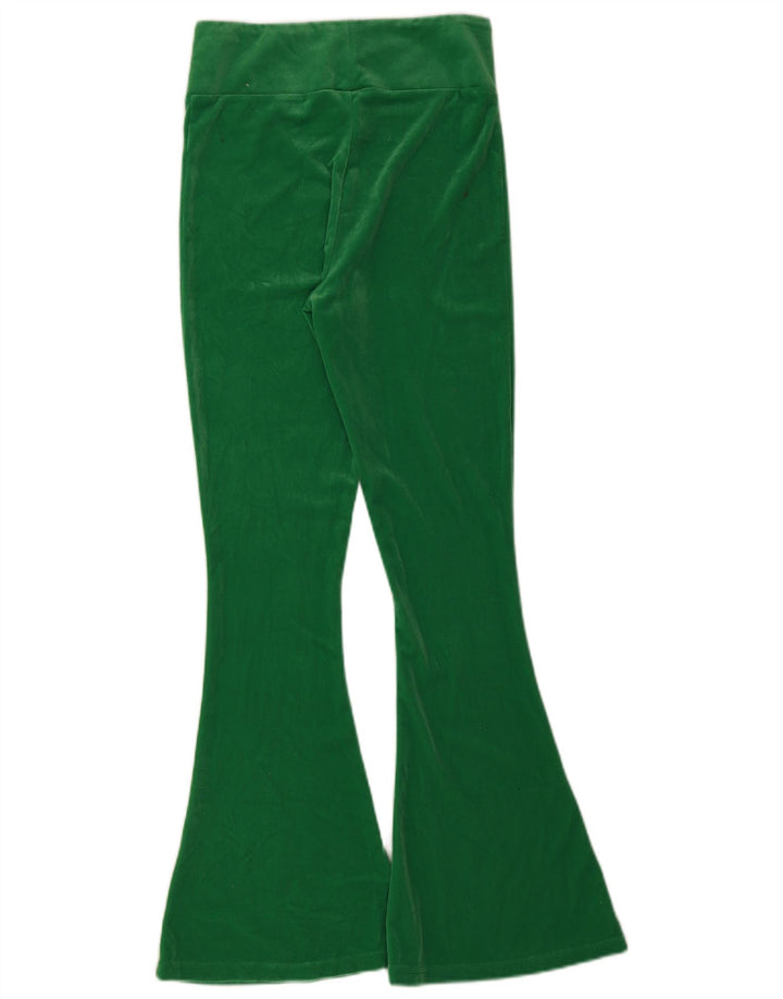 Pantaloni da tuta da donna in velluto svasato Adidas UK 12 poliestere verde medio