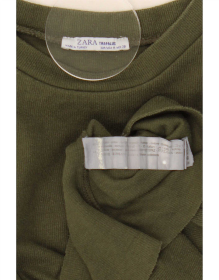 Top corto in camicetta corta da donna Zara UK 14 cotone verde medio