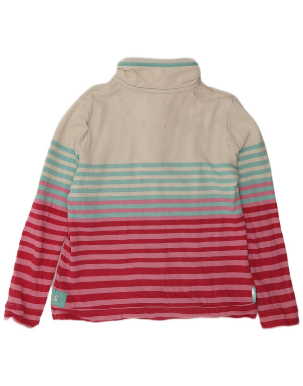 Felpa da donna Joules con collo abbottonato, maglione UK 14, cotone a righe grandi rosa