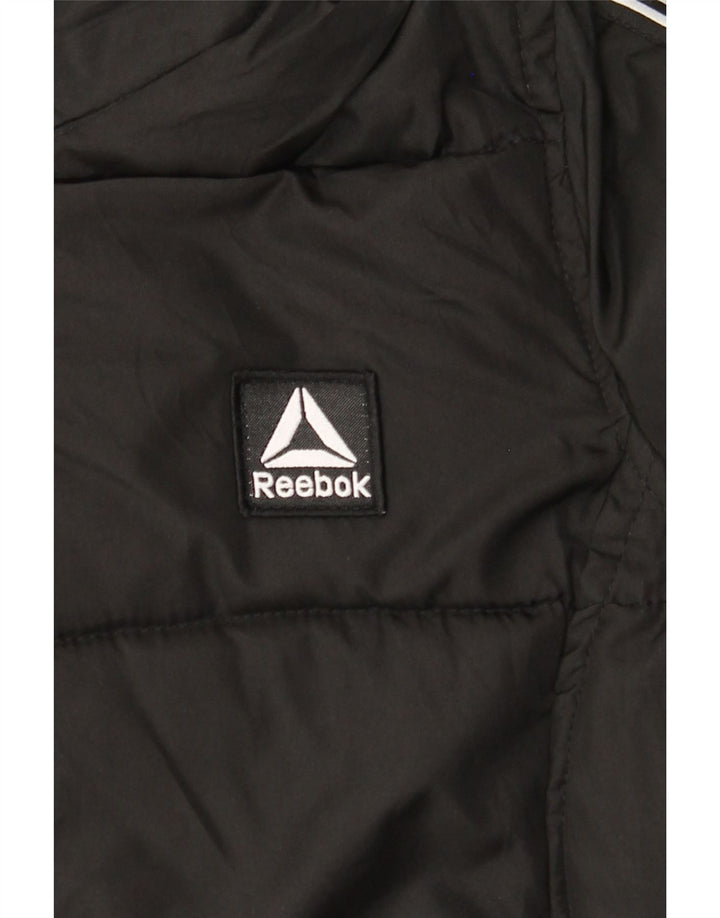 Giacca imbottita con cappuccio Reebok da donna con grafica UK 10 piccola nera