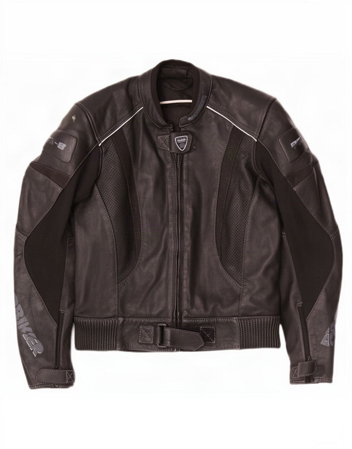 Giacca da corsa in pelle grafica da donna Probiker UK 14 grande nera