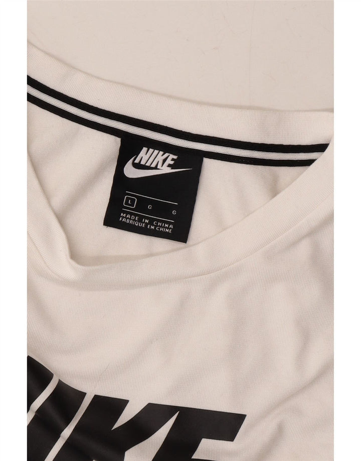 NIKE Womens Crop Graphic T-Shirt Top UK 16 Large White Vintage Nike and Second-Hand Nike from Messina Hembry 