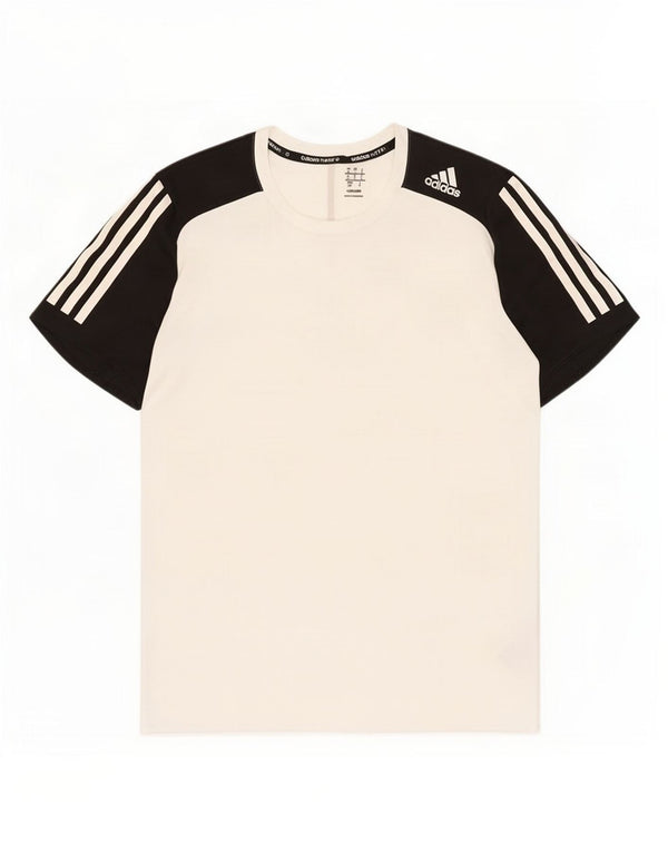 T-shirt Adidas Climalite da uomo, piccola, in poliestere color block bianco