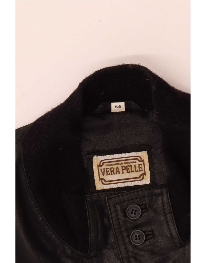 Giacca in pelle vintage da uomo IT 58 4XL Nera